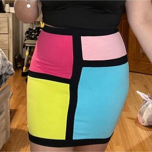 Color block mini skirt